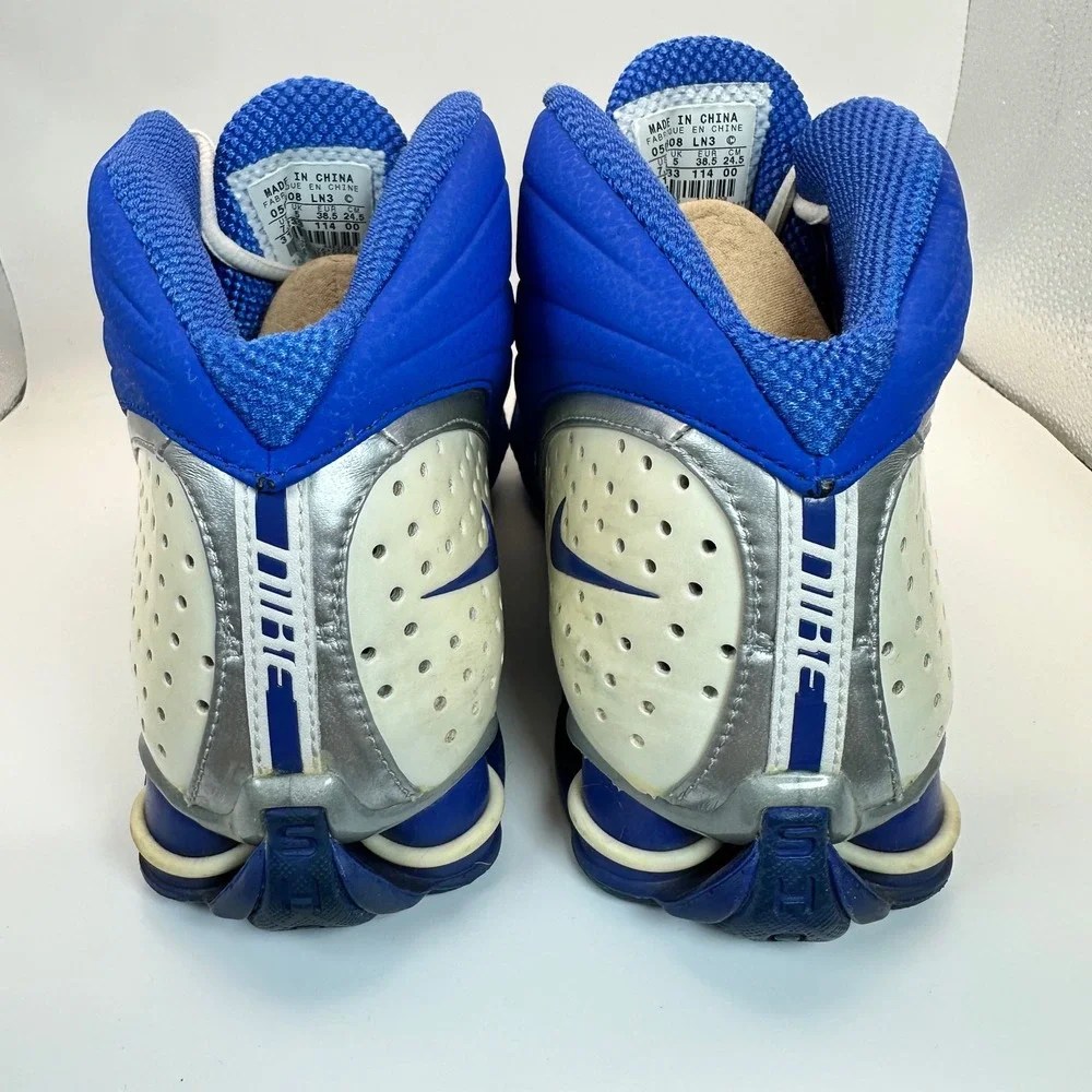 Nike‎ Shox Basketball Shoes Womens 7.5 Blue White Silver Y2K Athletic Sneakers